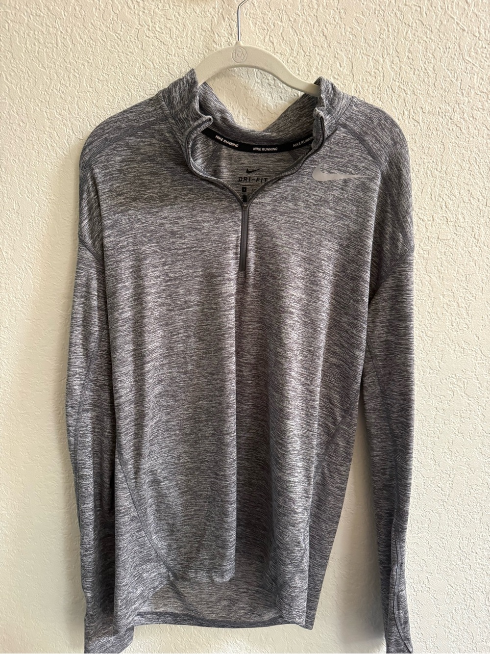 Nike Gray Heather Dri-FIT Quarter-Zip Long Sleeve Pullover